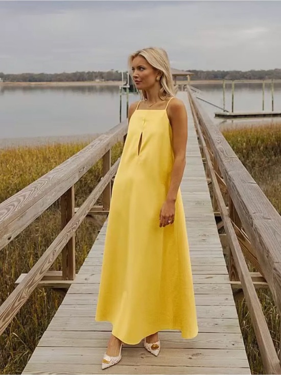 ANTONIO MELANI Dresses & Skirts - Antonio Melani x Style by Simkins Yellow Sleeveless Maxi Dress